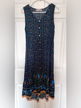 Floral Button-Front Midi Dress